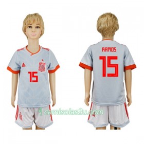 Camisolas de futebol Espanha Sergio Ramos 15 Criança Equipamento Alternativa Copa do Mundo 2018 Manga Curta